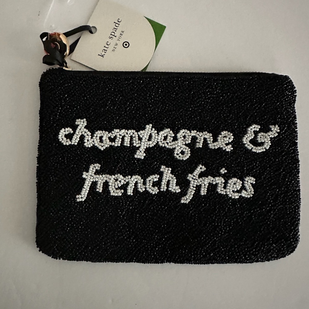 NWT Kate Spade Target New York - Champagne & French Fries Beaded Clutch Black - Picture 4 of 11